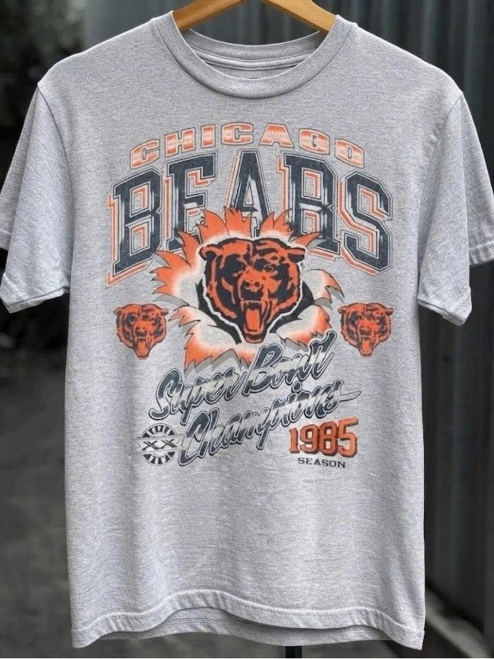 Vintage Chicago Bears 1985 Super Bowl Champions Graphic Tee - Gray/Orange